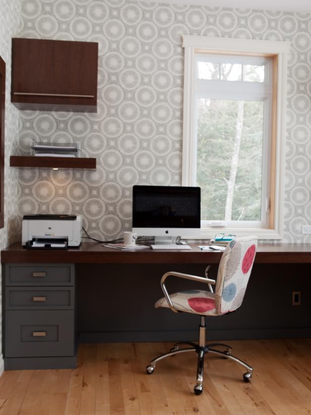 Gray & White Midcentury Modern Home Office With Desk - Dp Wallpaper Office - HD Wallpaper 