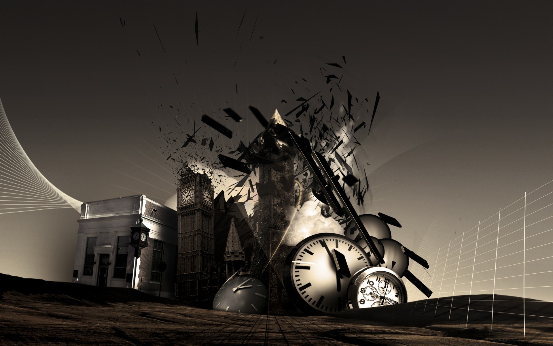 Creative Clock Time Light City Sky Evening Dawn Building - Clock Fantasy - HD Wallpaper 