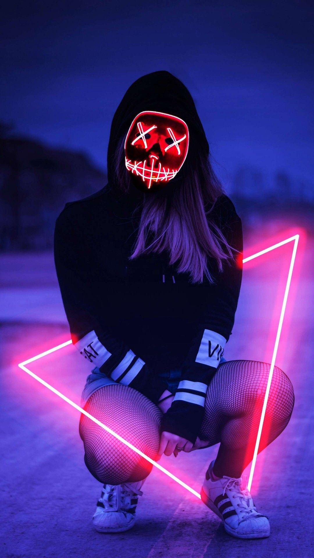 Led Mask Wallpaper Girl - HD Wallpaper 