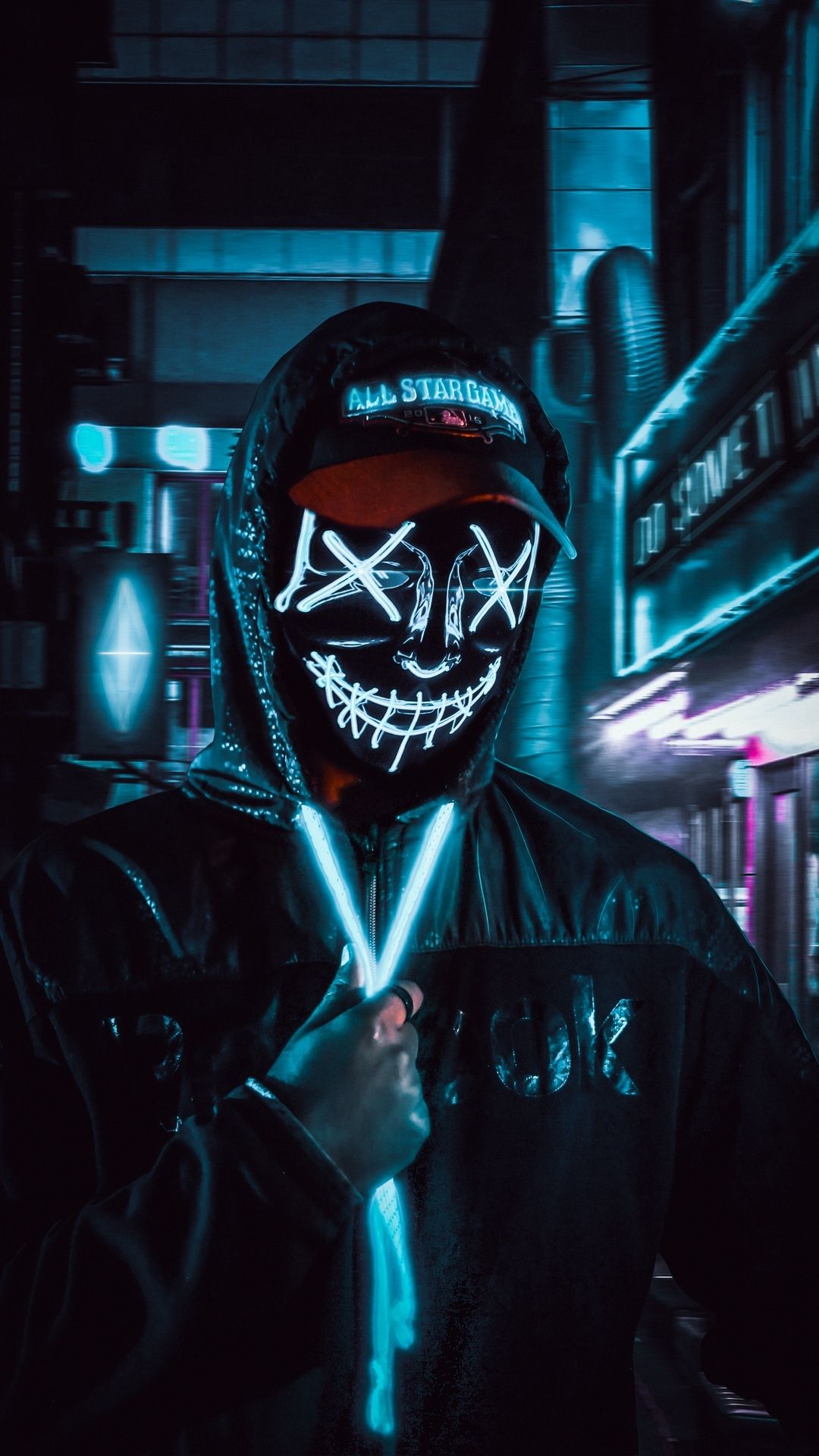 Neon Mask - HD Wallpaper 