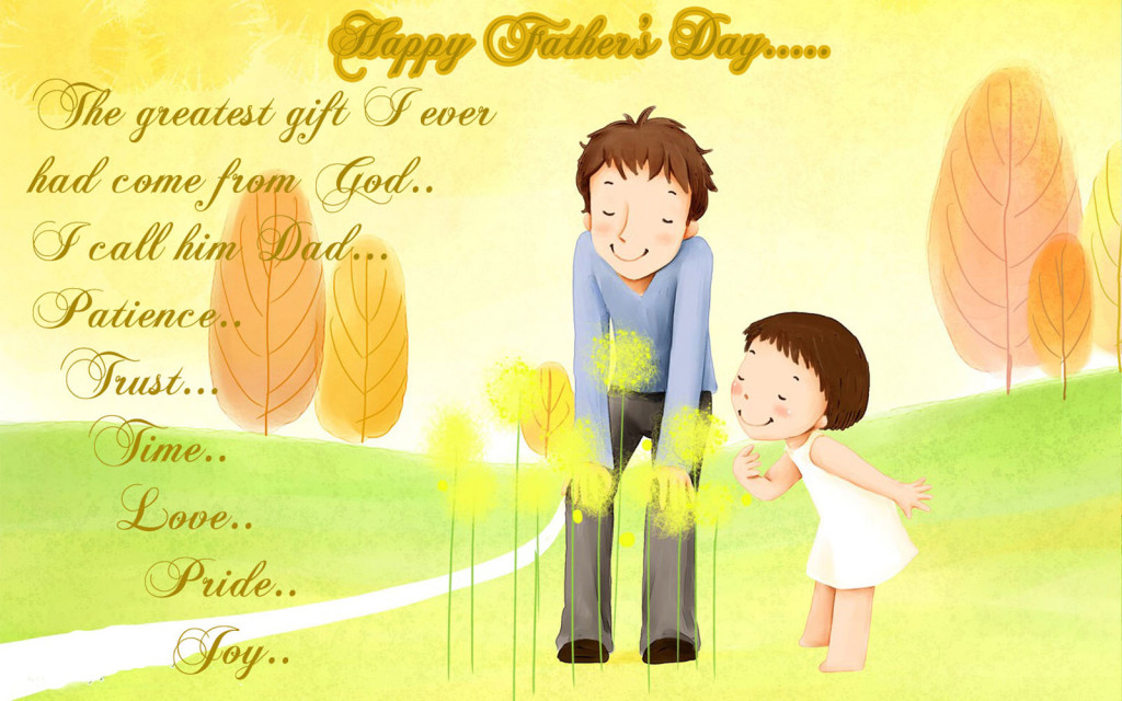 Fathers Day Lovely Qoutes With Cartoon Image - Greeting Cards Father's Day - HD Wallpaper 