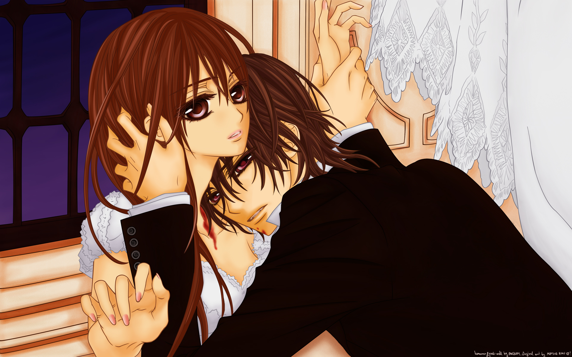 Matsuri Hino Vampire Knight Yuuki Cross Kaname Kuran Vampire Knight Wallpaper Kaname And Yuki 19x10 Wallpaper Teahub Io