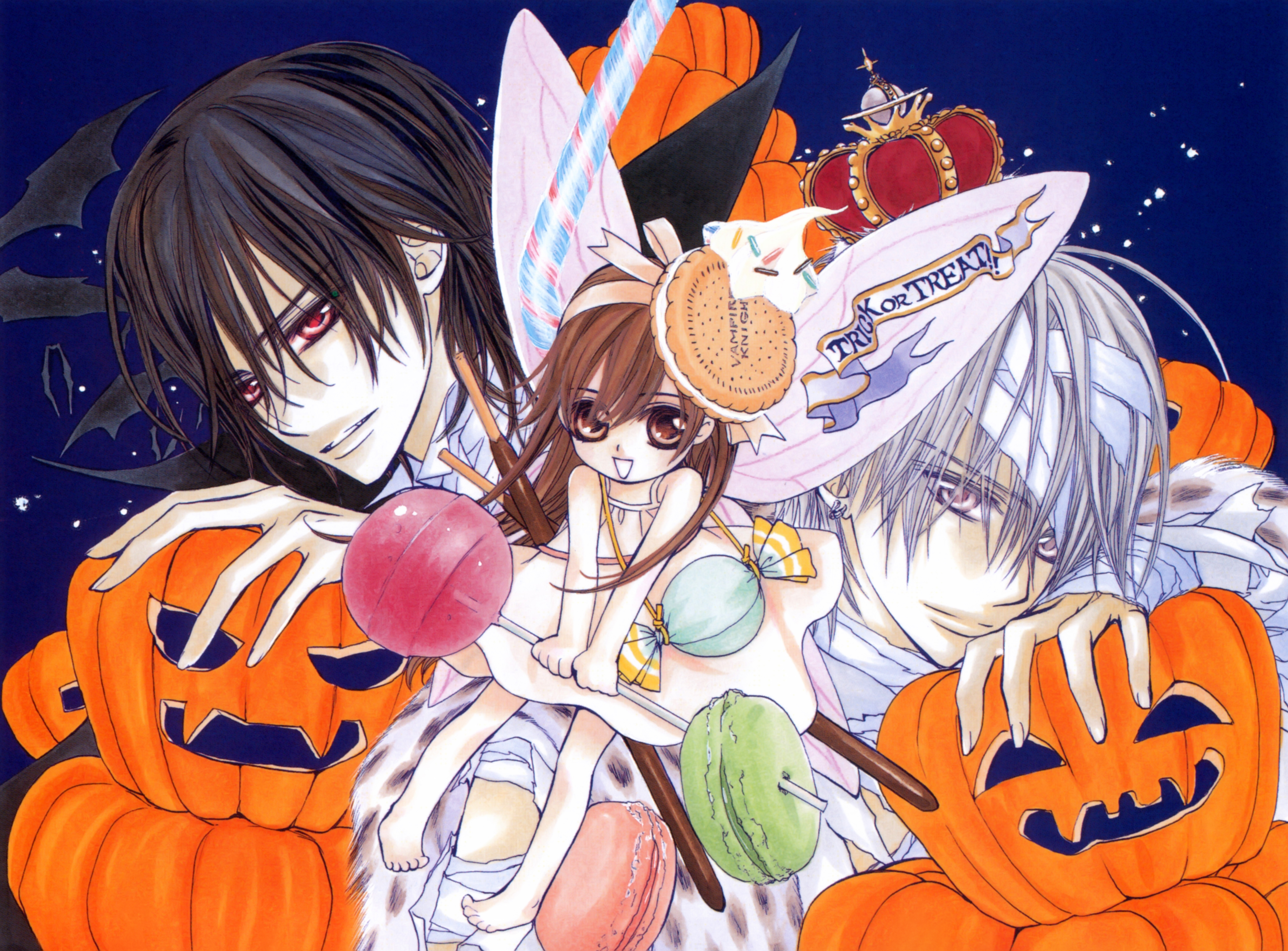Black Hair Brown Hair Candy Chibi Food Halloween Kiryu - Halloween Anime Vampire Knight - HD Wallpaper 