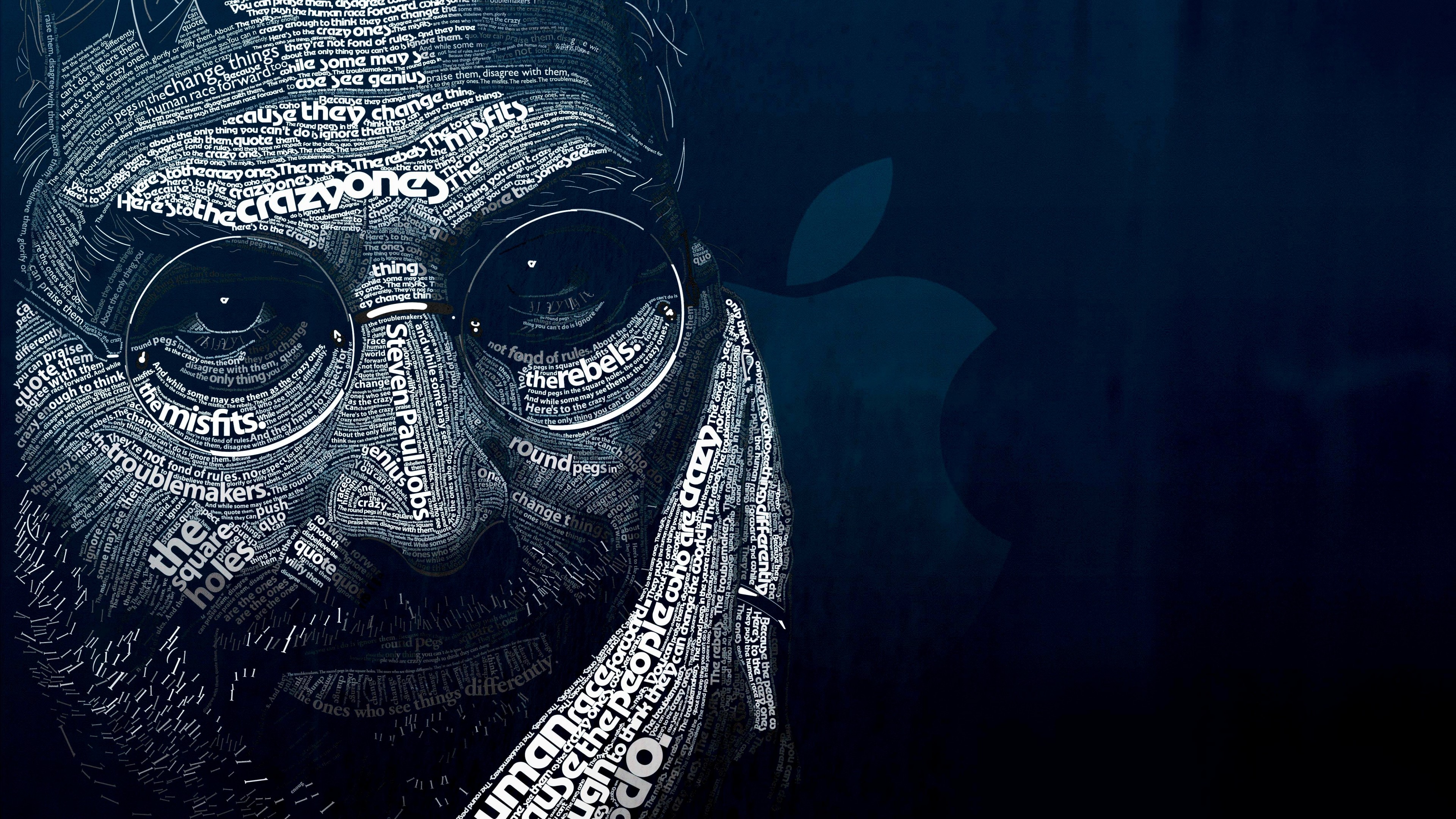 Steve Jobs Typographic Portrait Wallpaper - Steve Jobs Word - HD Wallpaper 