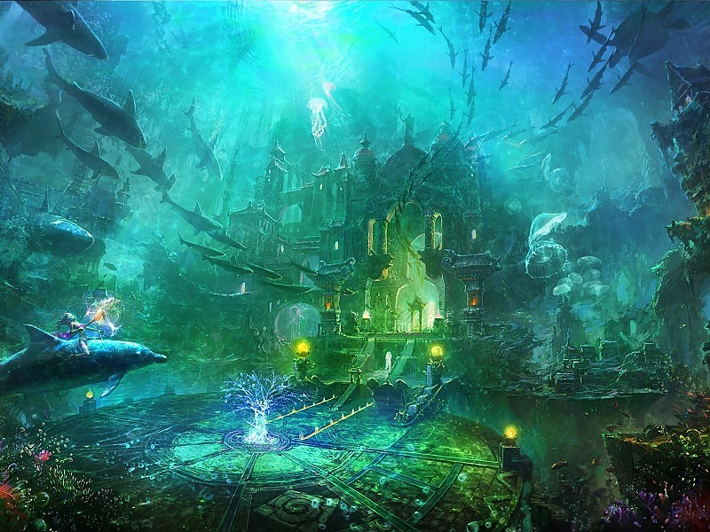 Hd Underwater City Wallpaper - High Resolution Photo Underwater City - HD Wallpaper 