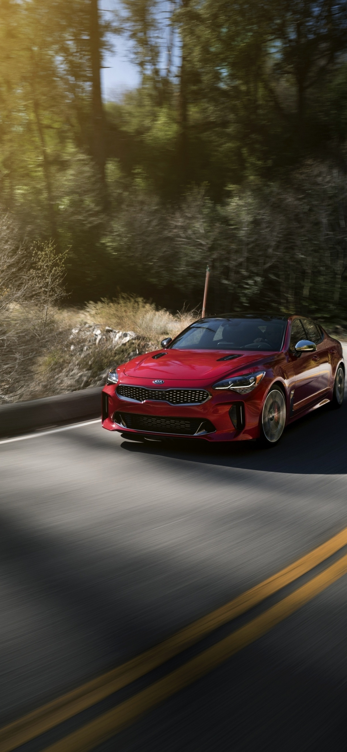 On-road, Red, Kia Stinger, Wallpaper - Kia Stinger On Phone - HD Wallpaper 