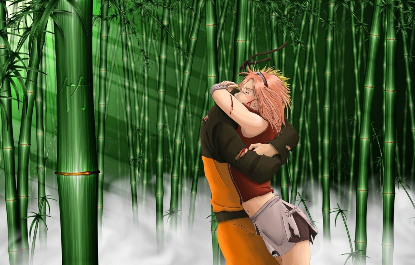 Photo Wallpaper Fog, Blood, Meeting, Tears, Hugs, Rays - Sakura Naruto Shippuden Romance - HD Wallpaper 