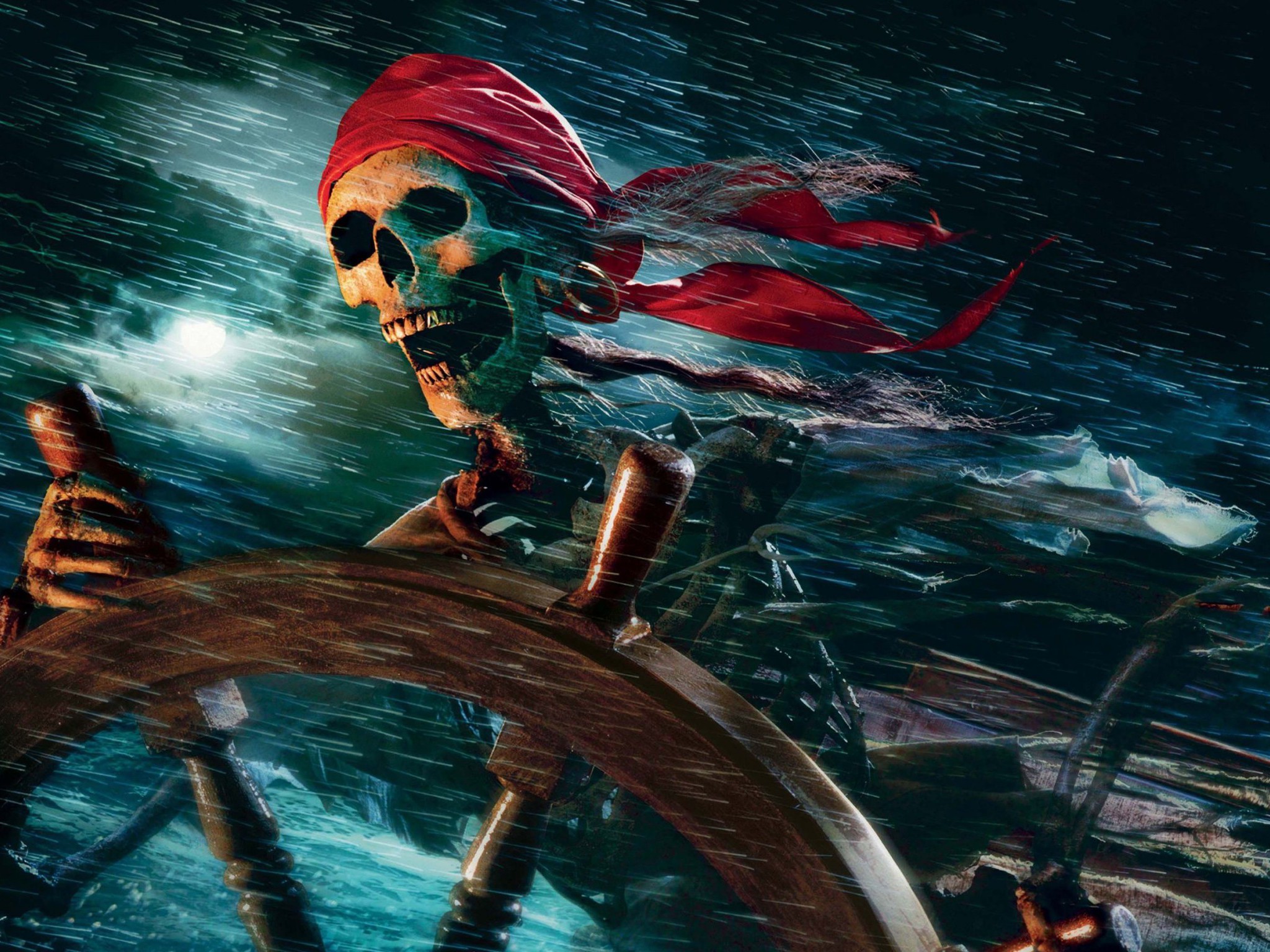 Skeleton Pirate At The Wheel - Hd Wallpapers 2560 X 1080 Pirate - HD Wallpaper 