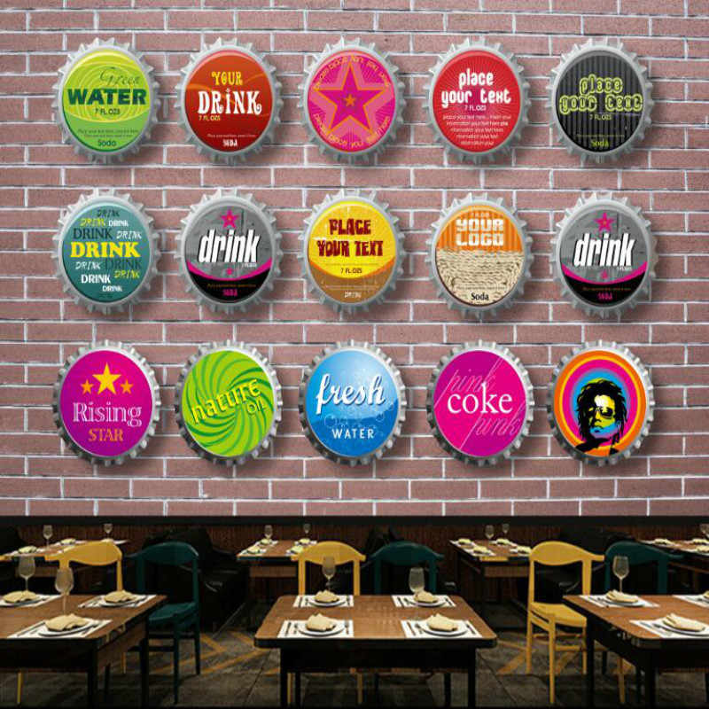 3d Photo Wallpapers Beer Bottle Caps Red Brick Wall - Wallpaper - HD Wallpaper 