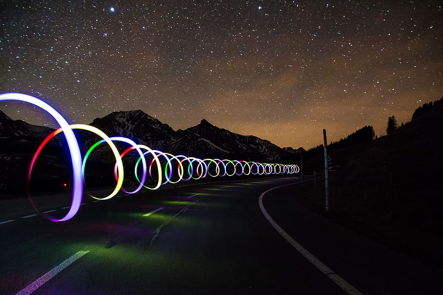 Time Lapse Of Free Road With Spiral Lights, Light Graffiti, - HD Wallpaper 