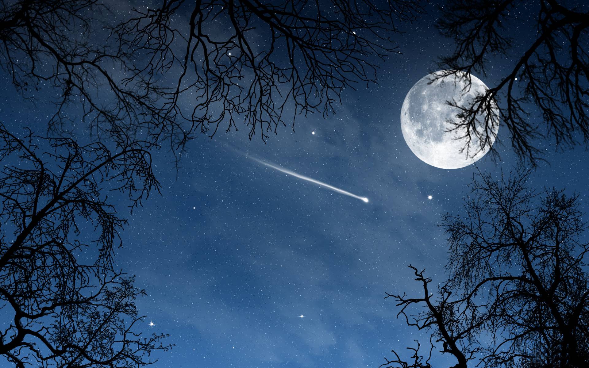 Top Pretty Background - Beautiful Moon And Stars - HD Wallpaper 