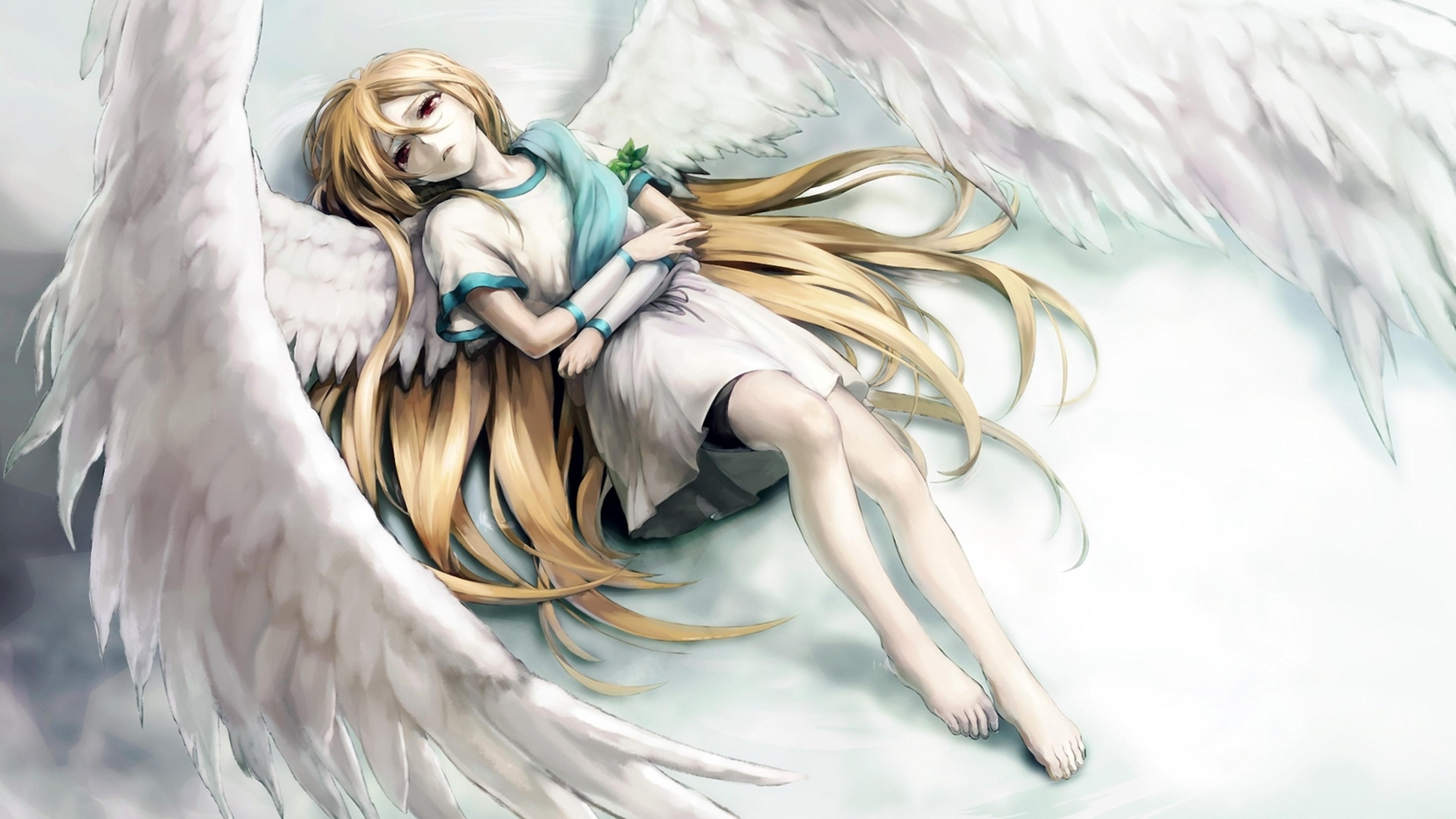 Sorrow Wallpaper - Anime Girl With Angel Wings - HD Wallpaper 