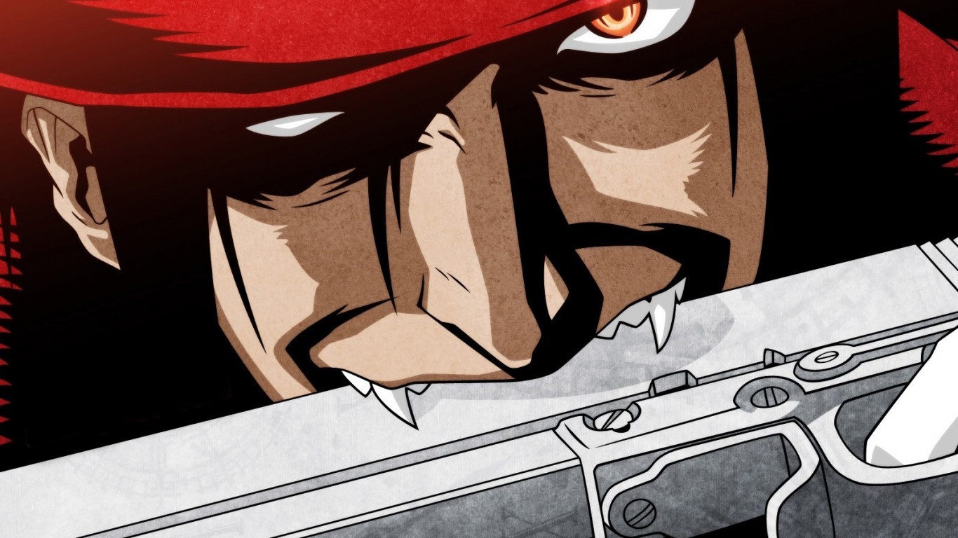 Hellsing, Alucard, Gun, Sharp Teeth - Hellsing Anime Hellsing Alucard - HD Wallpaper 