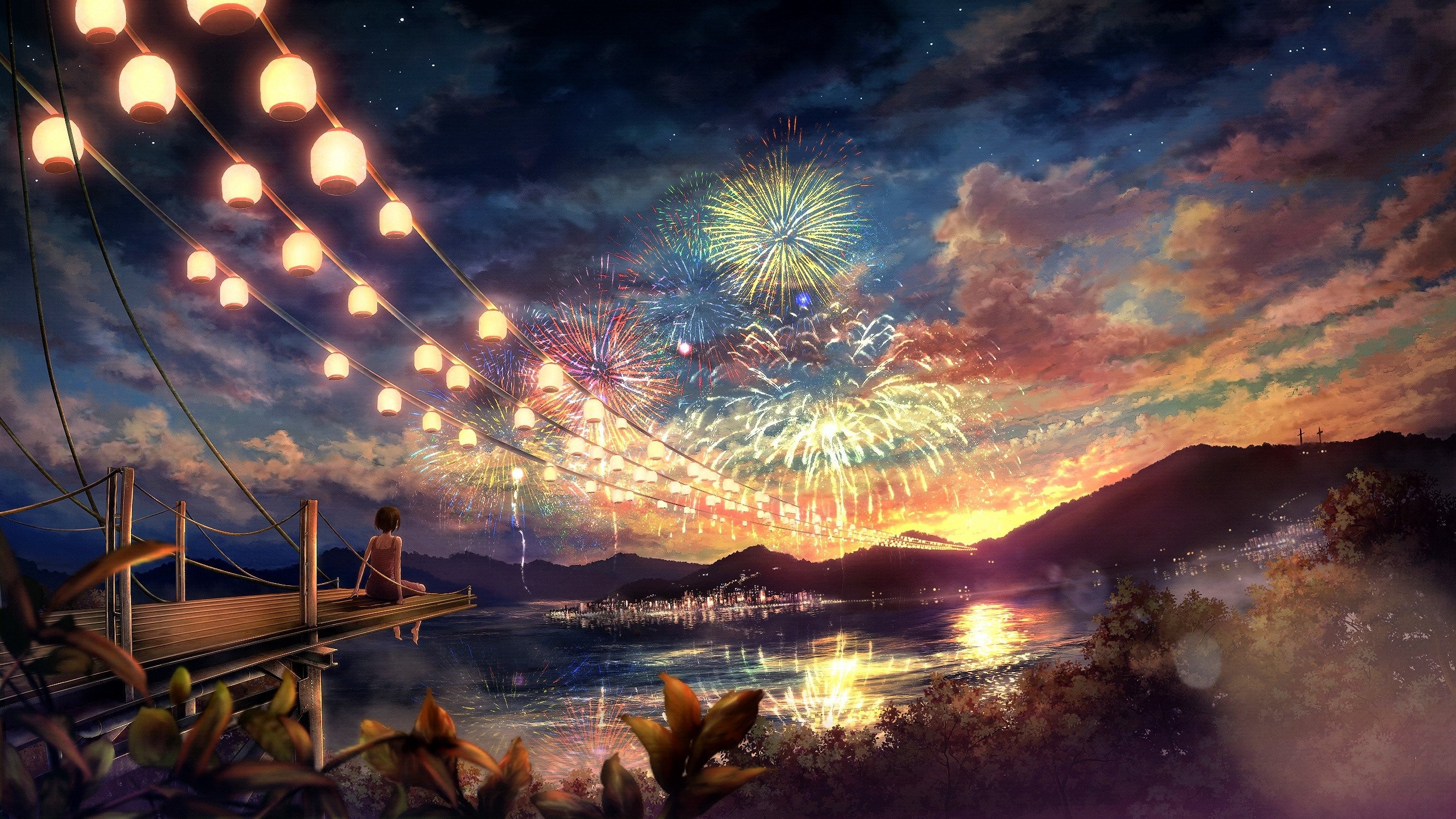 Night Anime Scenery High Quality Resolution Wallpapers - High Resolution  Anime Landscape - 2667x1500 Wallpaper 