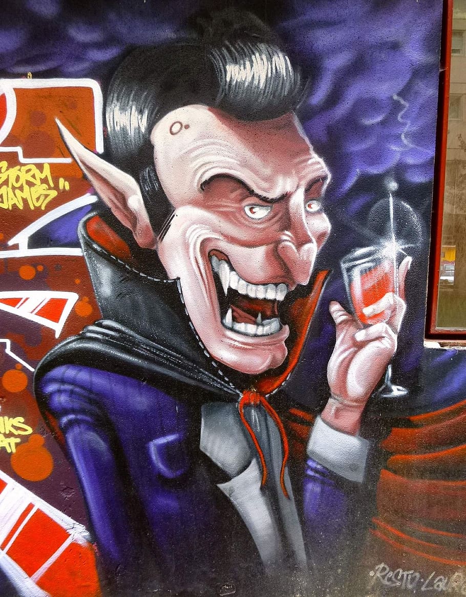 Graffiti, Barañain, Navarre, Dracula, Vampire, Art, - Graffiti Dracula - HD Wallpaper 