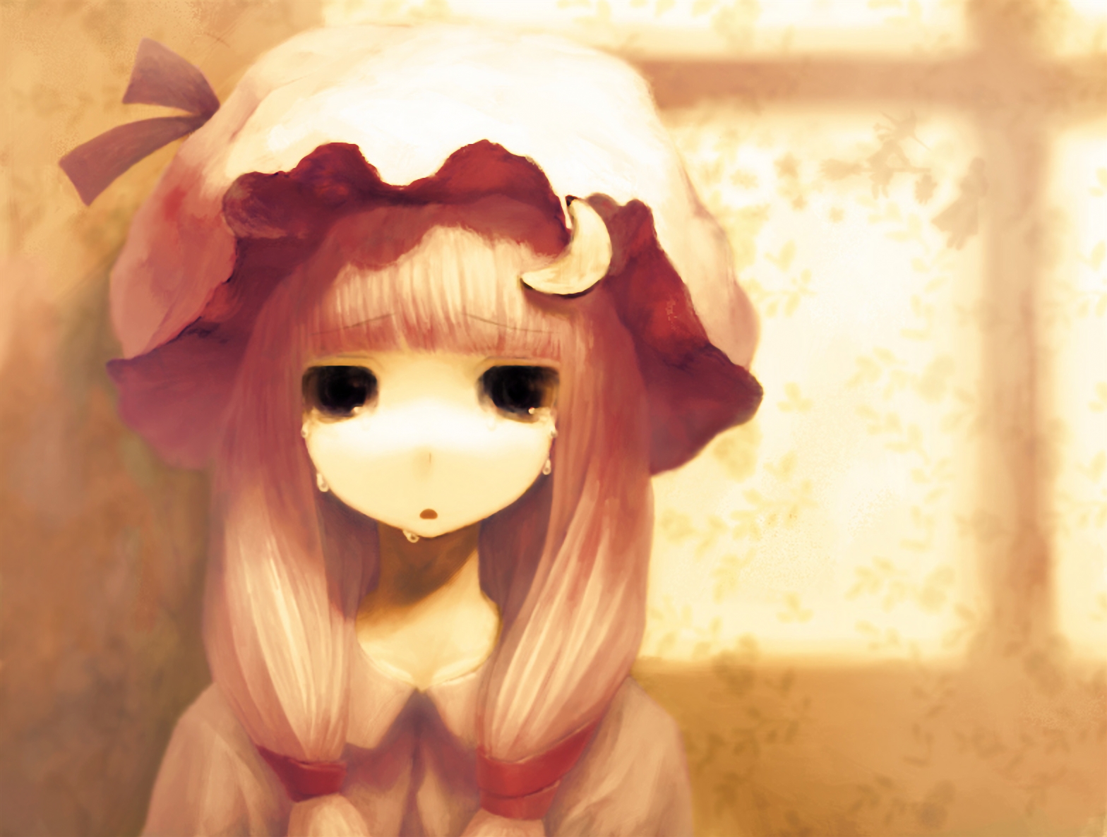 Wallpaper - Pink Hair Anime Girl Sad - HD Wallpaper 