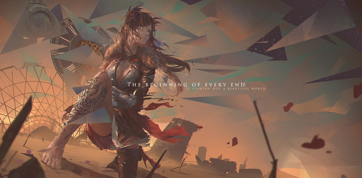 Barefoot Breasts Brown Hair Cleavage Hinoborukaku Long - Beginning Of Every End 比 昂 格 - HD Wallpaper 