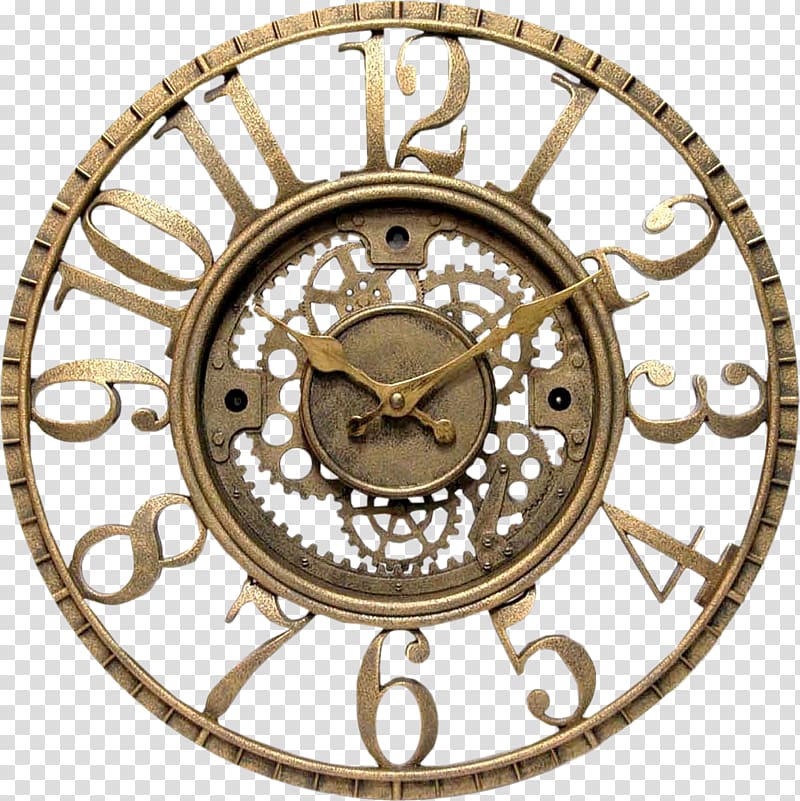 Round Brass-colored Analog Clock Illustration, Clock - Steampunk Clock Png - HD Wallpaper 