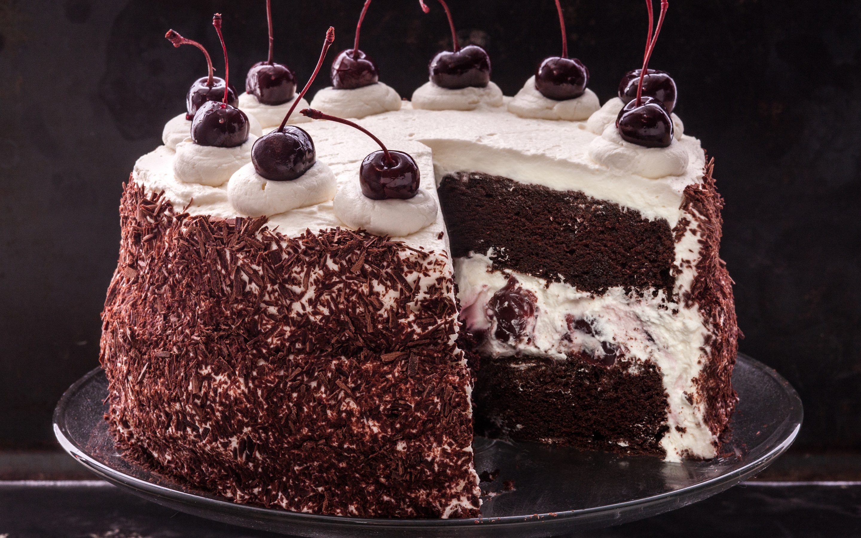 Wallpaper Black Forest Cake, Chocolate, Cherries - Black Forest Cake Fillings - HD Wallpaper 