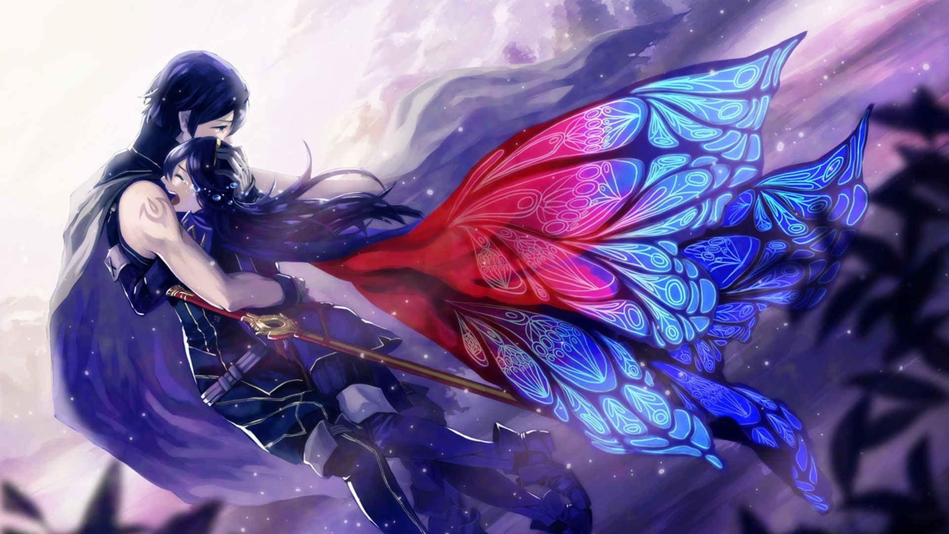 Wallpaper Couple Wings Snowfall Tears - Fire Emblem - HD Wallpaper 