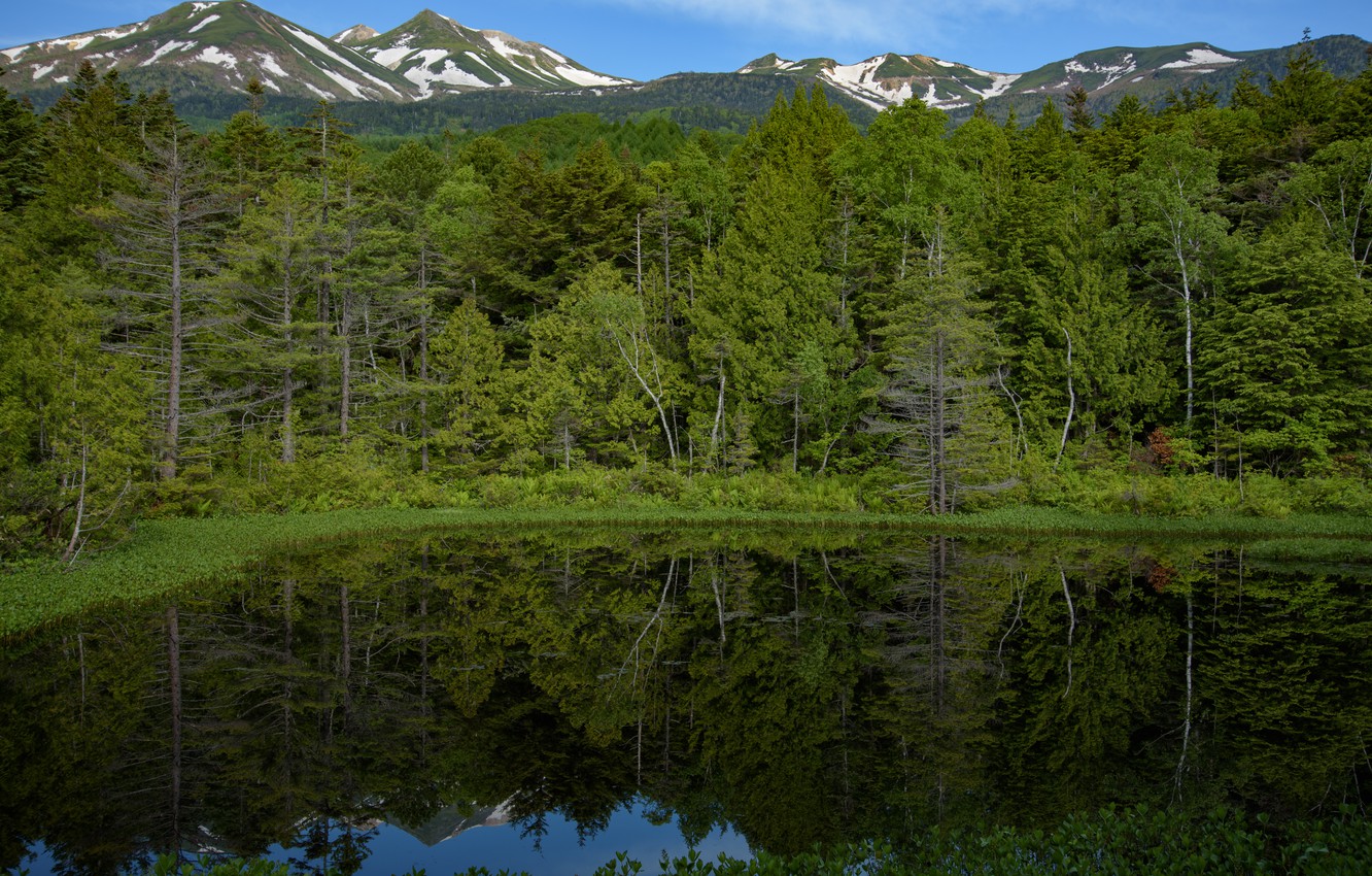 Photo Wallpaper Nature, Reflection, Mountains, Lake, - Summit - HD Wallpaper 