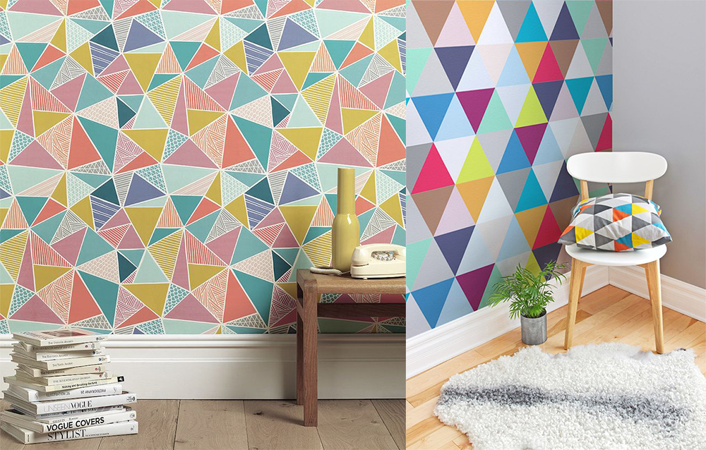 Colorful Graphic Wallpapers Wallpaper Trends - Color Block Accent Wall Ideas - HD Wallpaper 