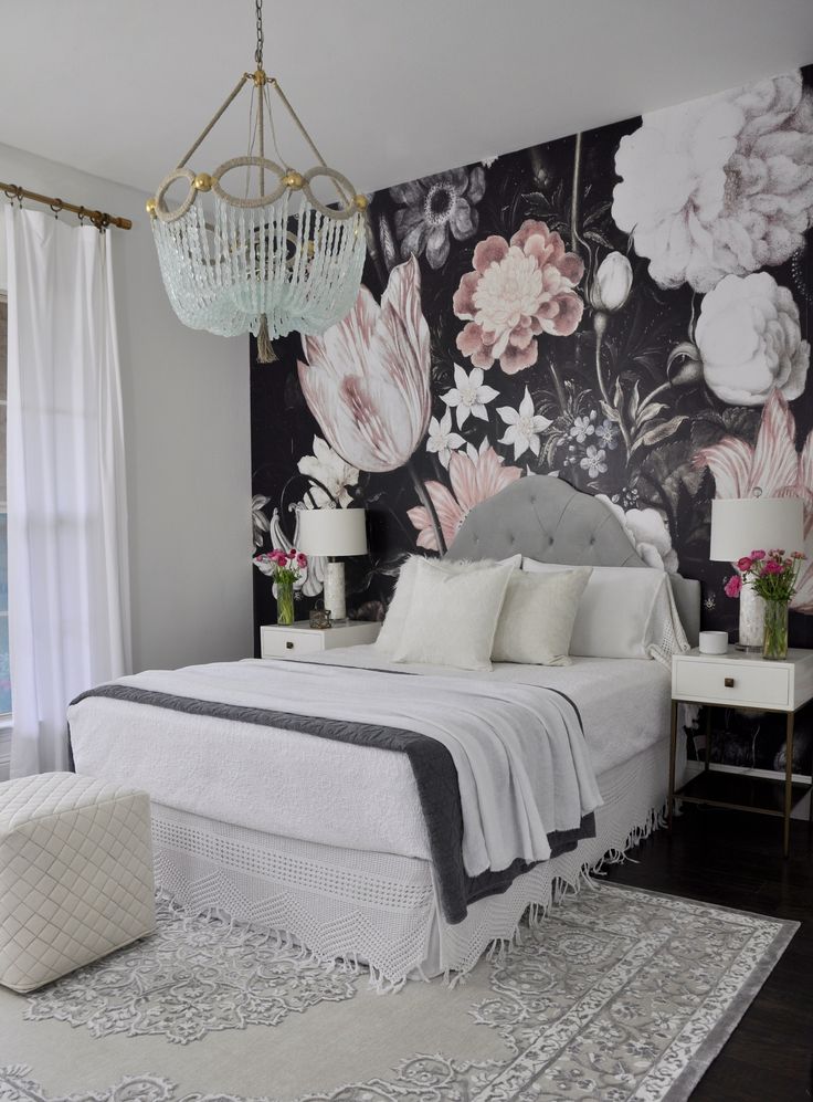 Floral Wallpaper Bedroom - HD Wallpaper 