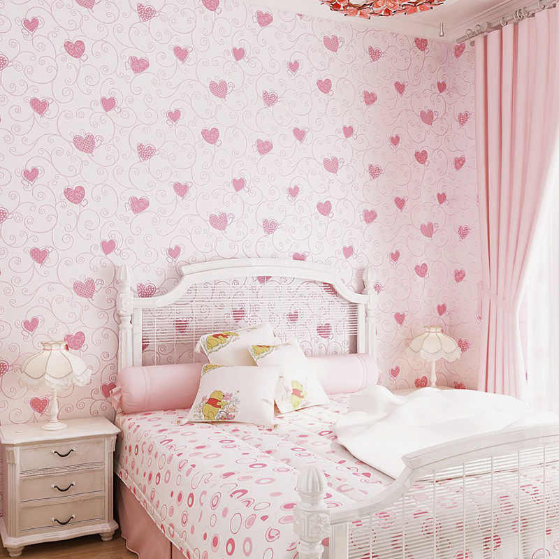 Pink And White Girl Bedroom Design Ideas Heart Wallpaper - Kids Room Girls - HD Wallpaper 