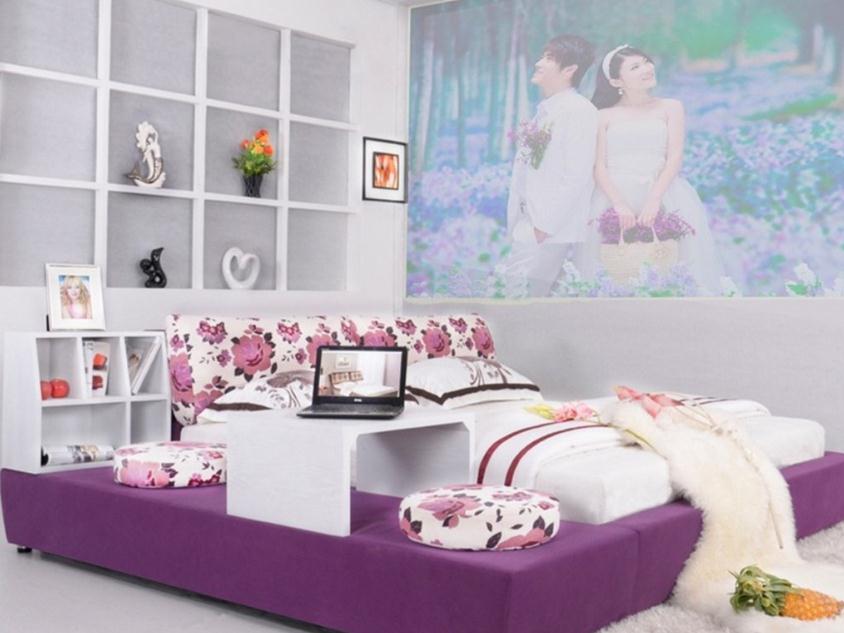 Nice White Bedroom Design With Wallpaper - Bedroom - HD Wallpaper 