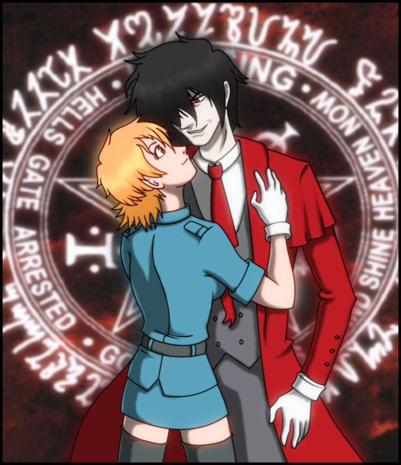 Alucard And Seras - Quote The Bird Of Hermes Is My Name Eating My Wings - HD Wallpaper 