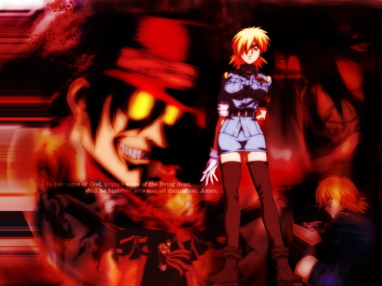 Hellsing Alucard Seras Victoria Wallpaper - Hellsing Alucard E Victoria - HD Wallpaper 