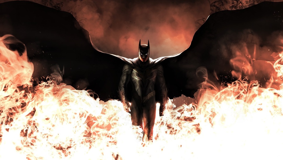 Costume, Dark Knight, Wings, Fire, Art, Batman Desktop - Batman On Fire - HD Wallpaper 