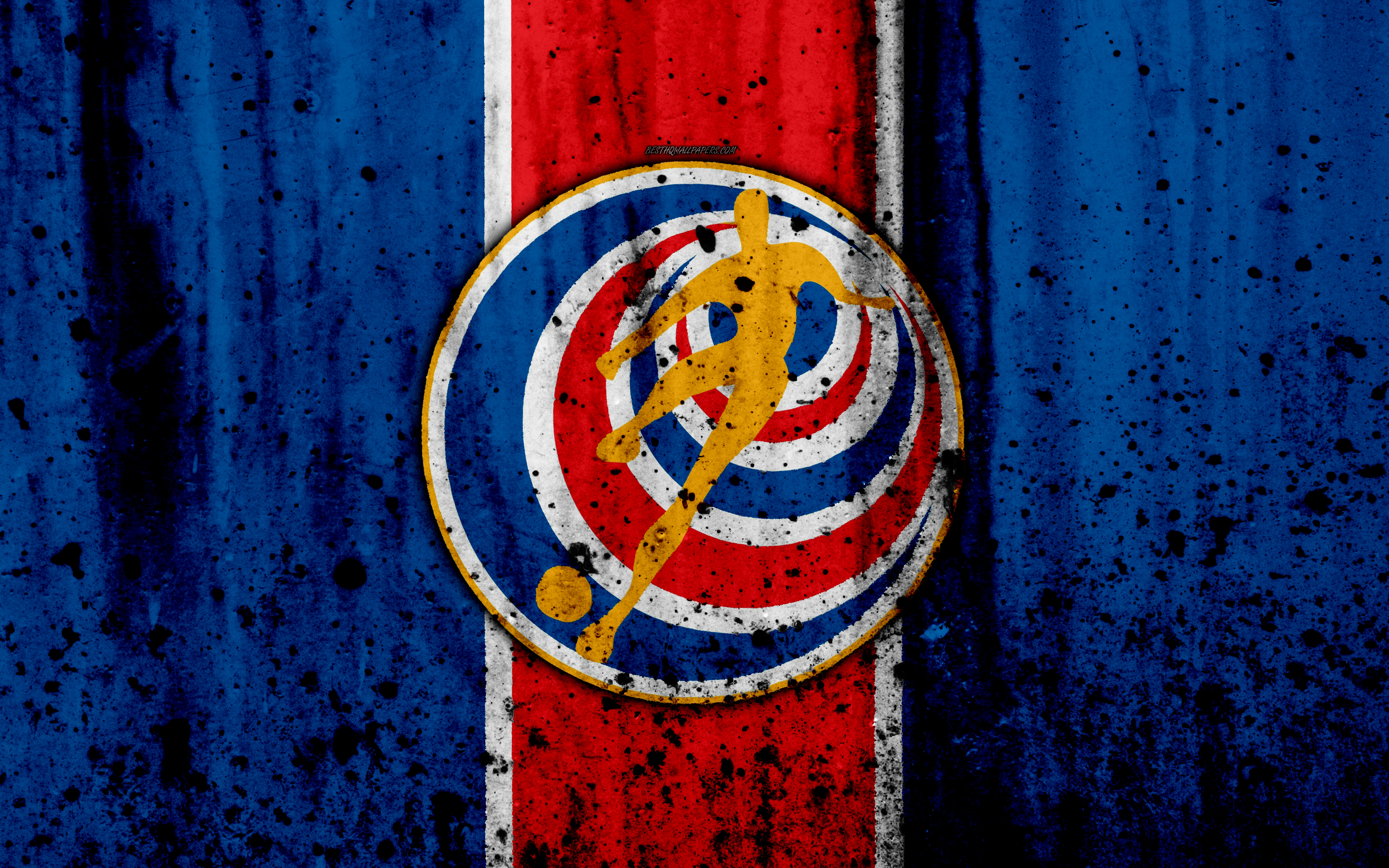 Costa Rica National Football Team, 4k, Emblem, Grunge, - Soccer Costa Rica - HD Wallpaper 