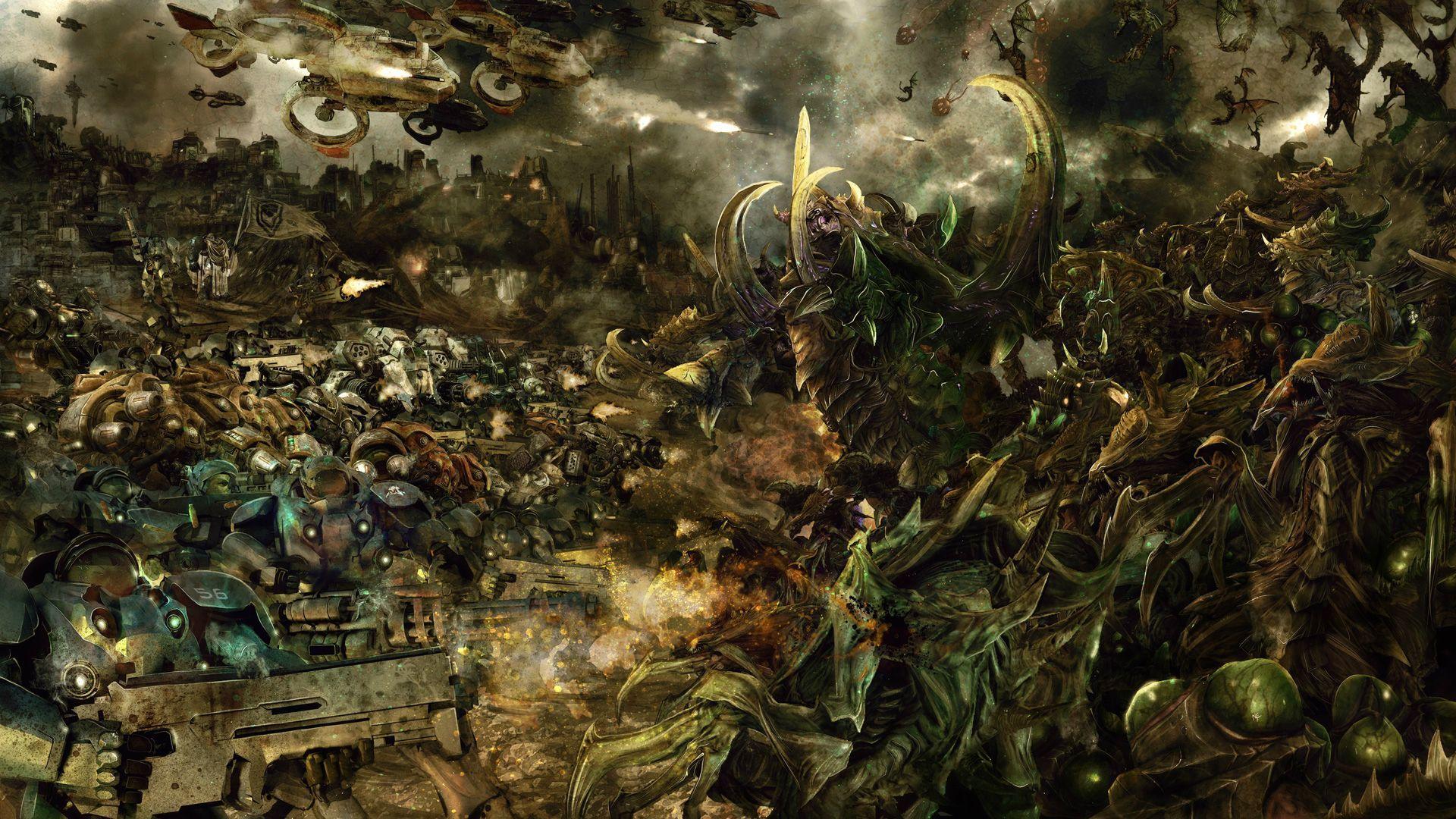 Hd Starcraft Ultimate Fight Wallpaper - Tyranids Hd - HD Wallpaper 