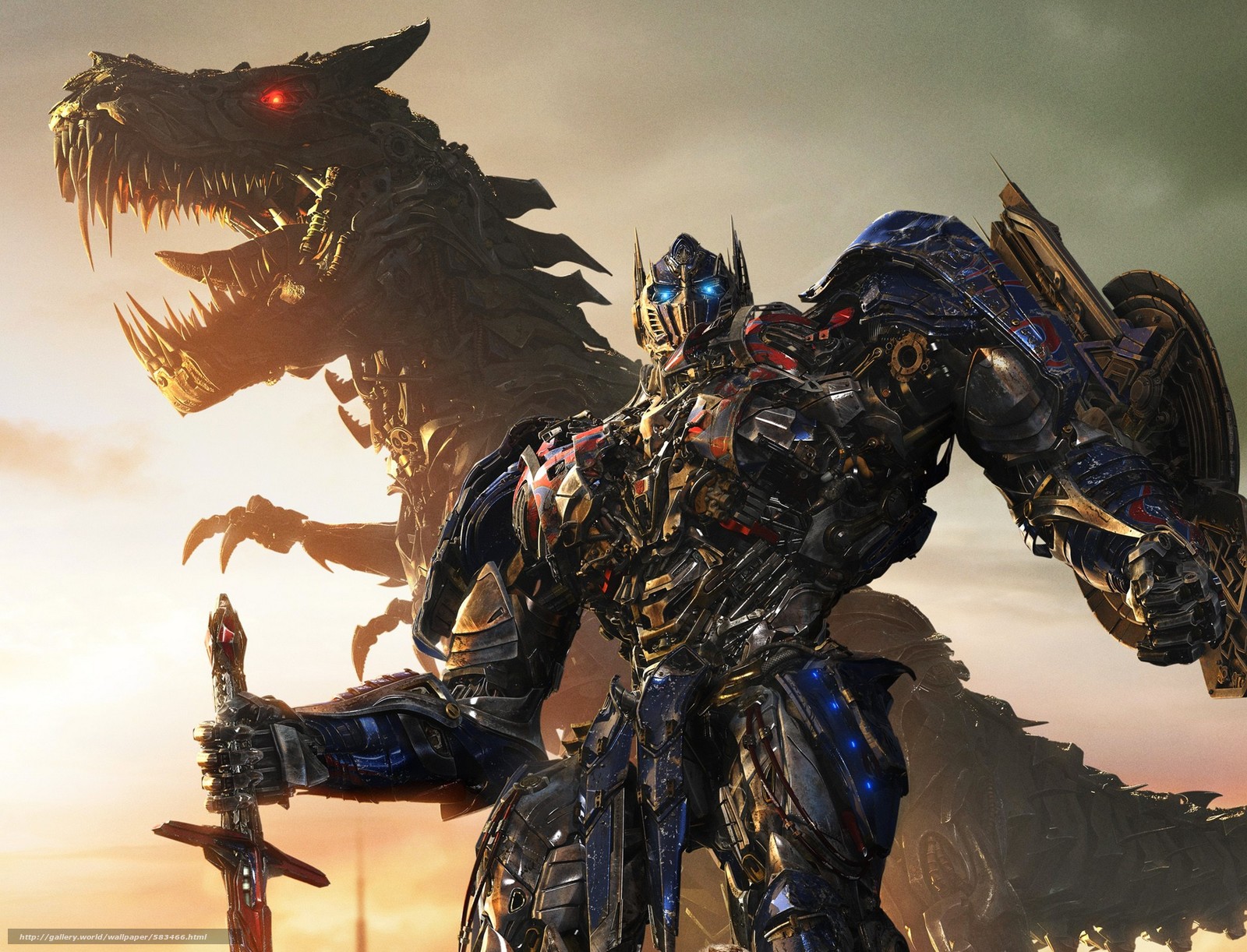 Download Wallpaper Michael Bay, The Autobots, Optimus - Optimus Prime With Grimlock - HD Wallpaper 