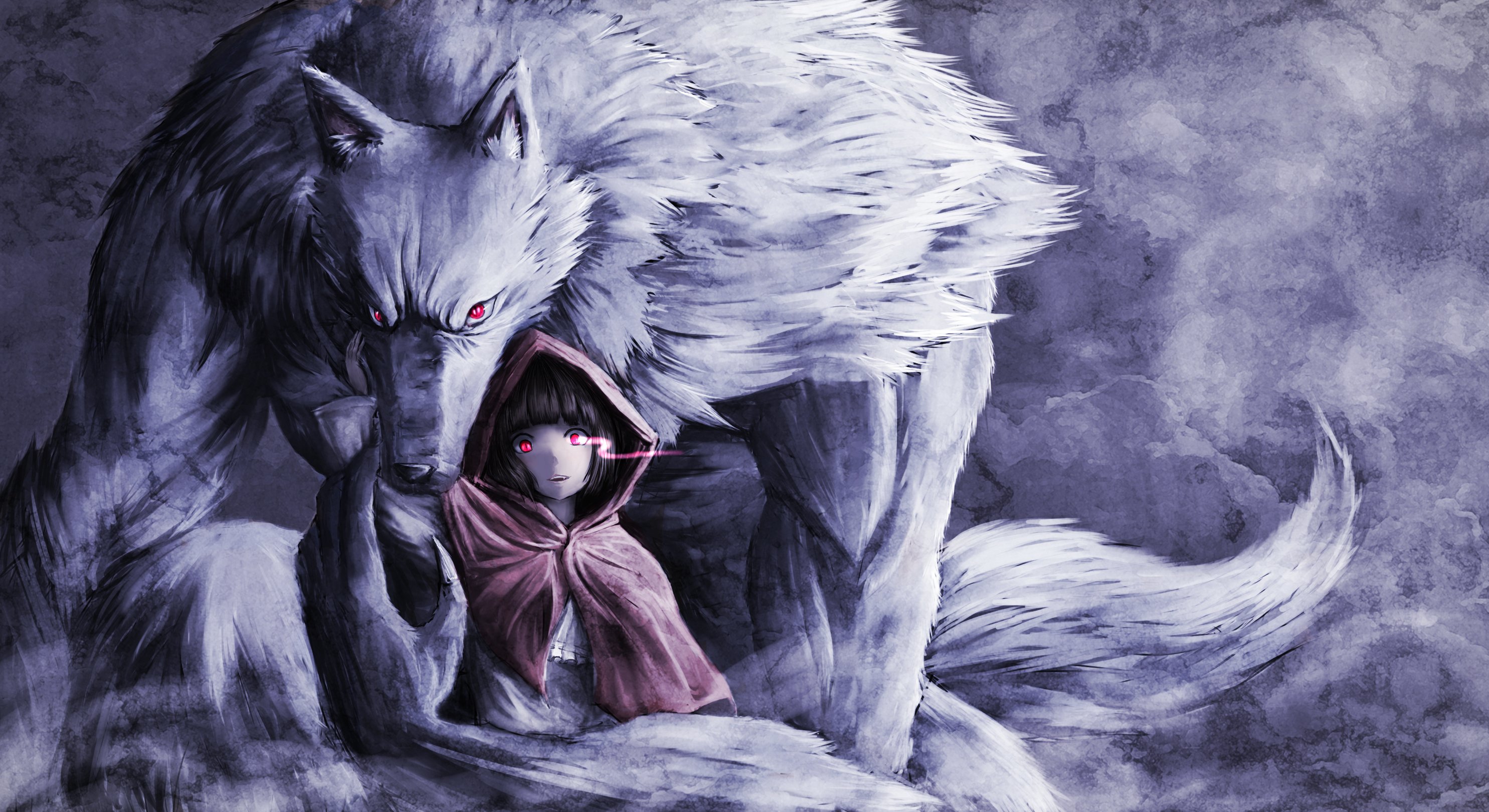 Red Riding Hood Wolf Art - HD Wallpaper 