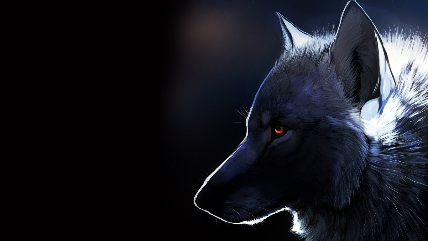Wolf, Profile View, Majestic, Red Eyes, Furry - Wolf Wallpaper Hd For Laptop - HD Wallpaper 