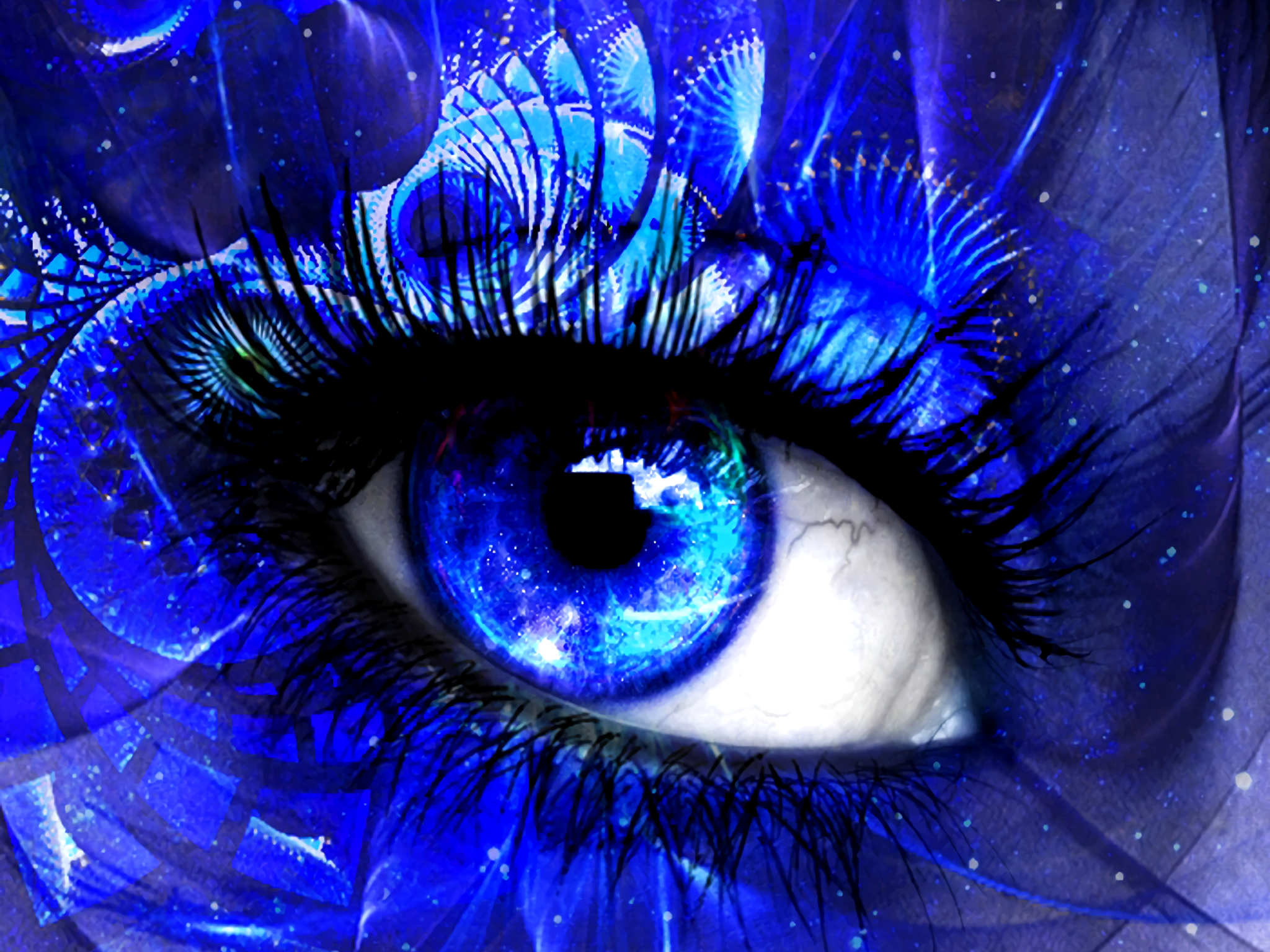 Beautiful Blue Eye Art - HD Wallpaper 