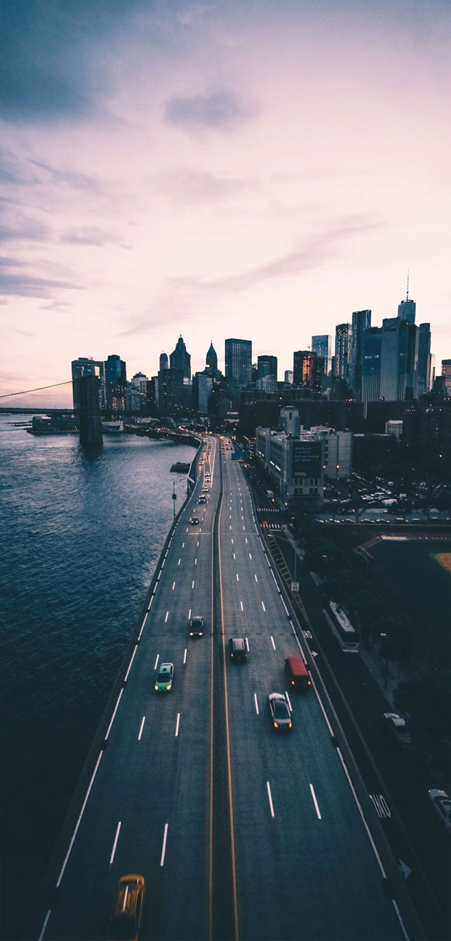 Sunset Over The Brooklyn Bridge And New York City Skyline - HD Wallpaper 