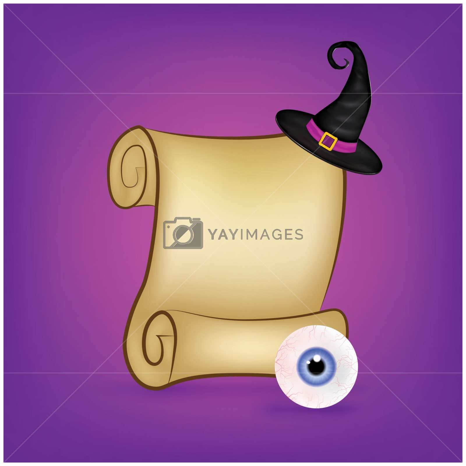 Halloween Banner, Card With Empty Paper Scroll And - Cartoon - HD Wallpaper 