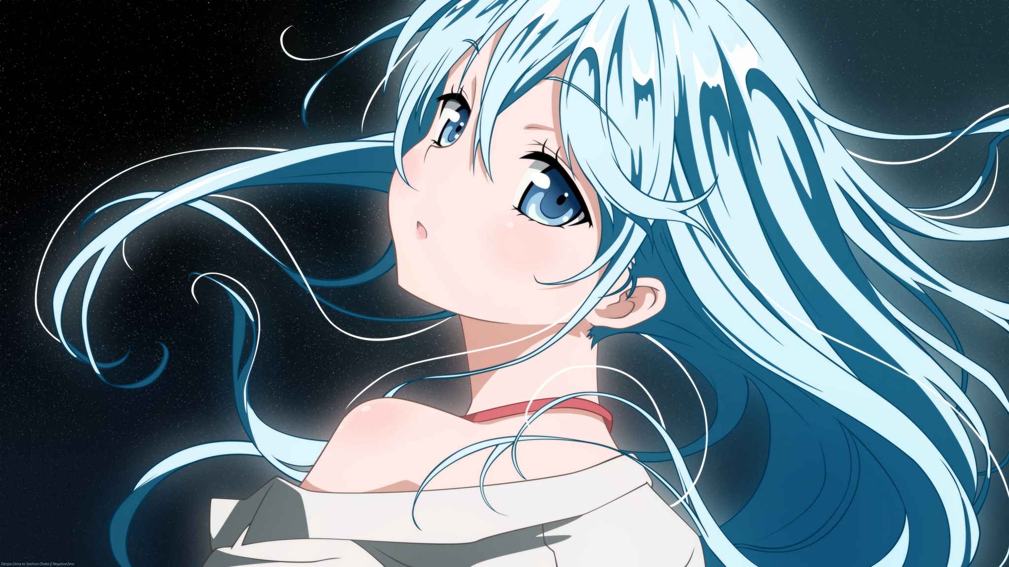 Wallpaper Anime, Girl, Hair, Blue, Eyes - Denpa Onna To Seishun Otoko Erio - HD Wallpaper 