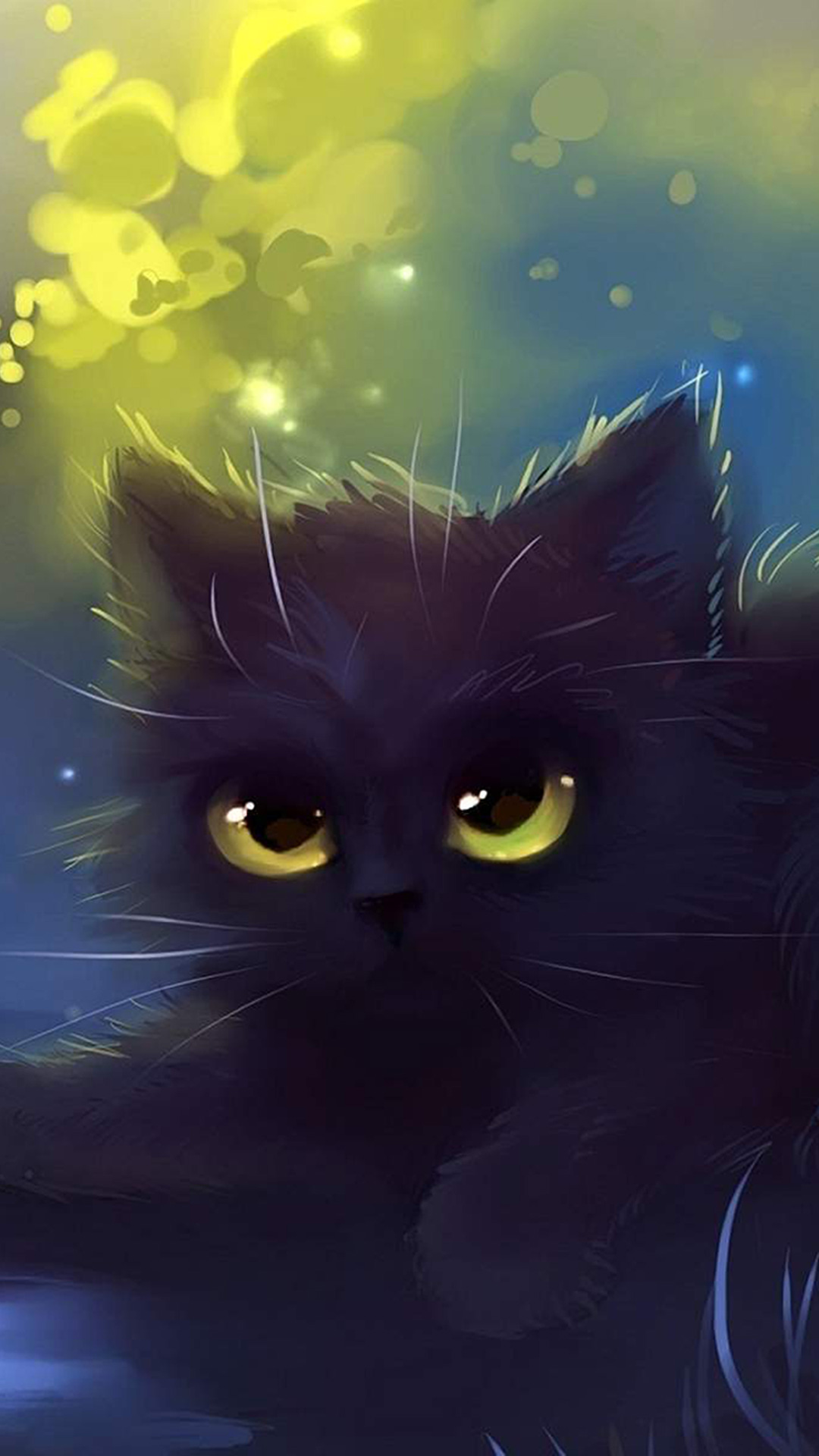 Black Cat Eyes Cartoon - HD Wallpaper 