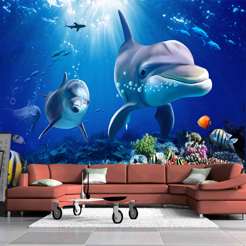 Dolphins Paintings Underwater - HD Wallpaper 