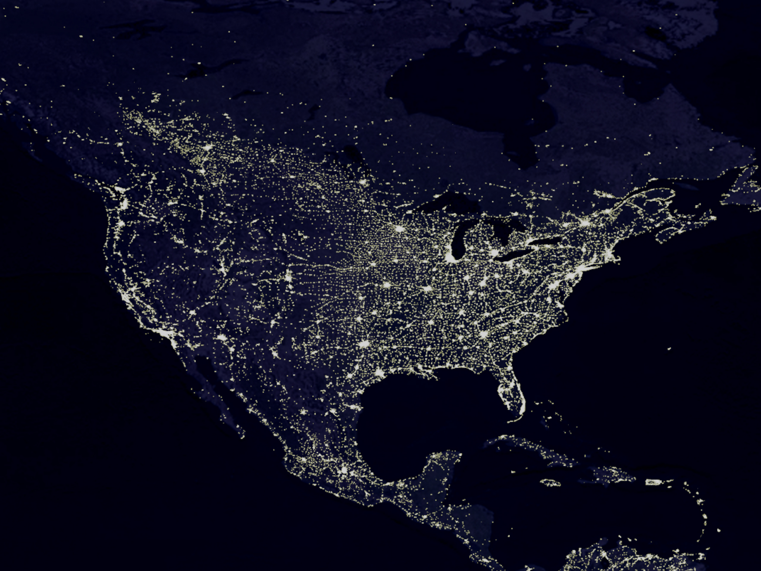The Night Lights Of The United States Hd Wallpaper - America Lights At Night - HD Wallpaper 