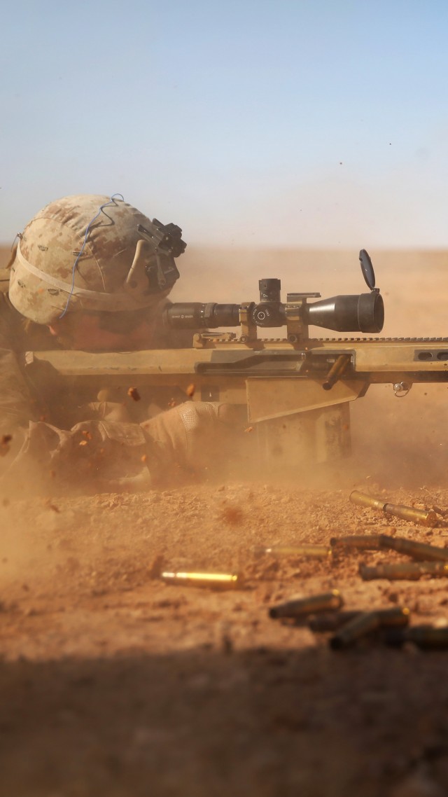 Barrett, Sniper, Soldier, Sniper Rifle, M82, М107, - Marine Corps Sniper In Desert - HD Wallpaper 