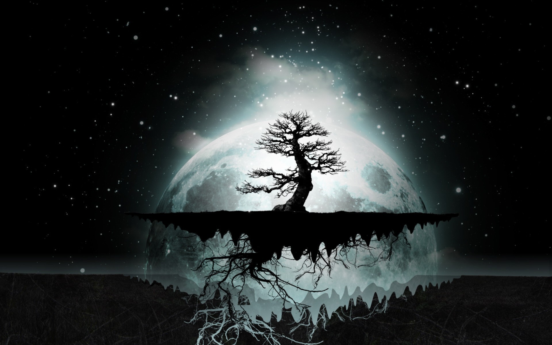 1920x1200, Moon Abstract Artwork Dark Digital Art Wallpaper - Tree Of Life Computer Background - HD Wallpaper 