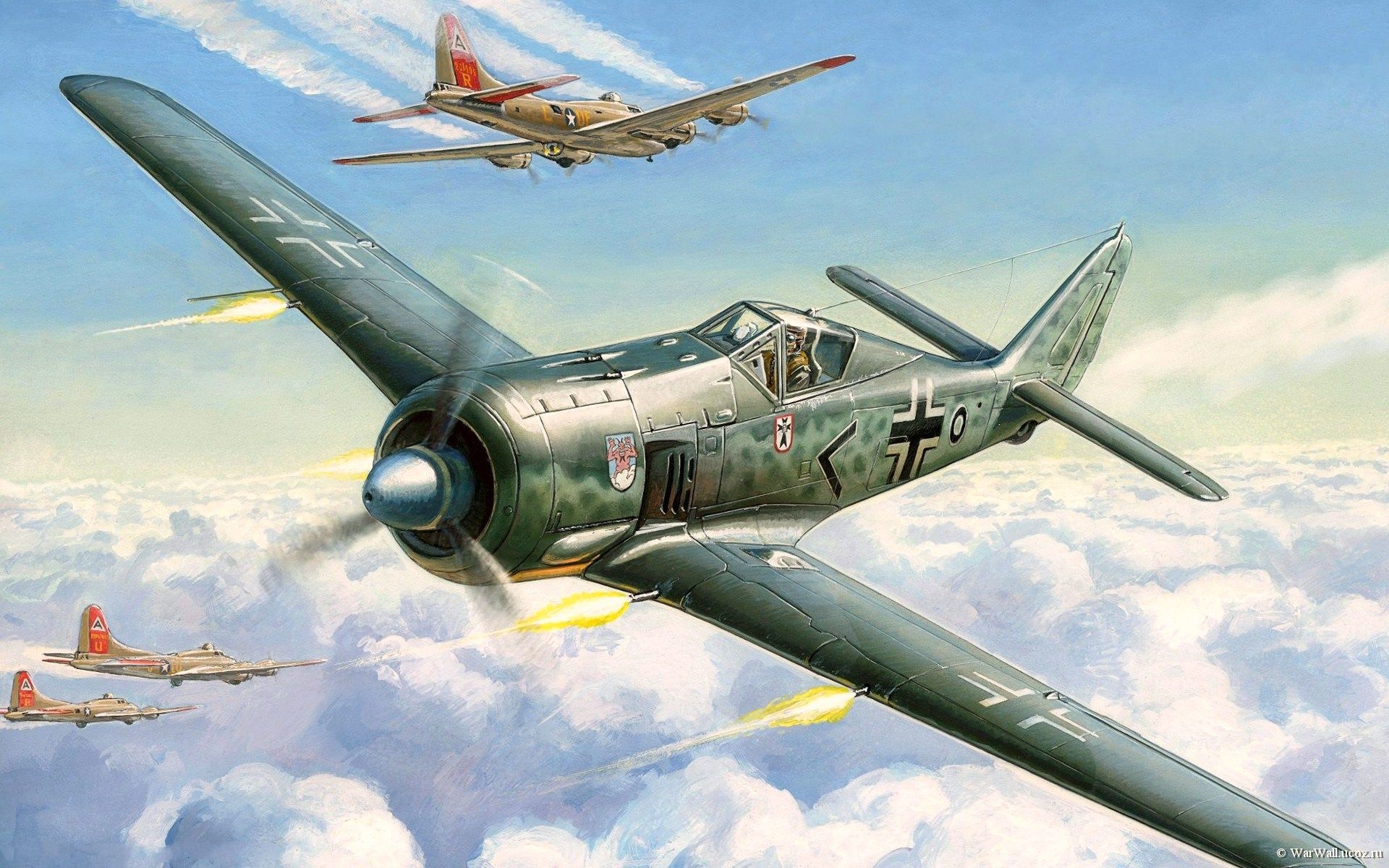 Painting, Aviation, War, Concept Art, Ww2, Art, Combat, - Fw 190 - HD Wallpaper 