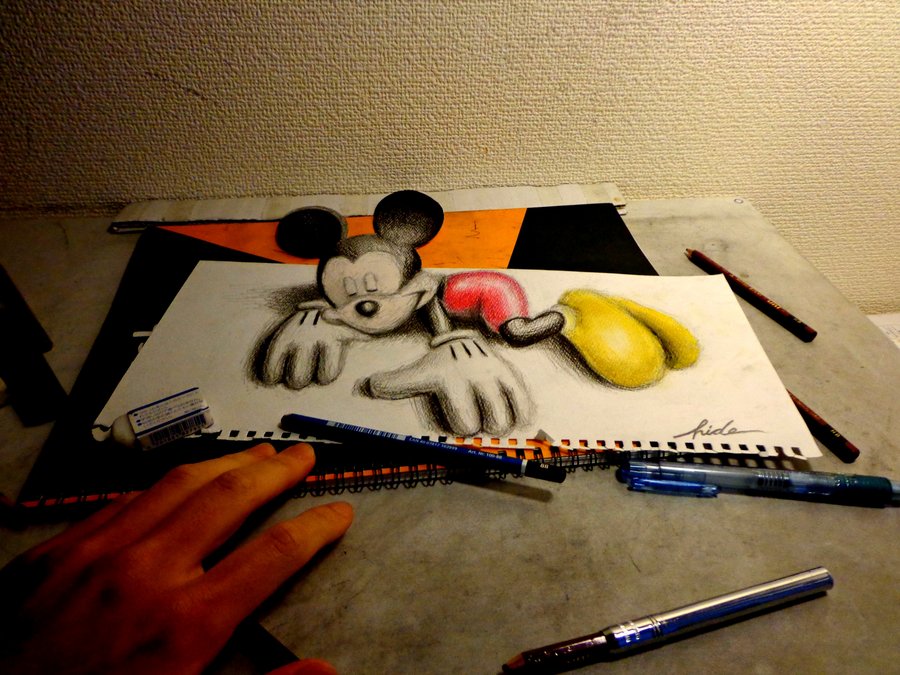 Mickey Mouse 3d Drawing - HD Wallpaper 
