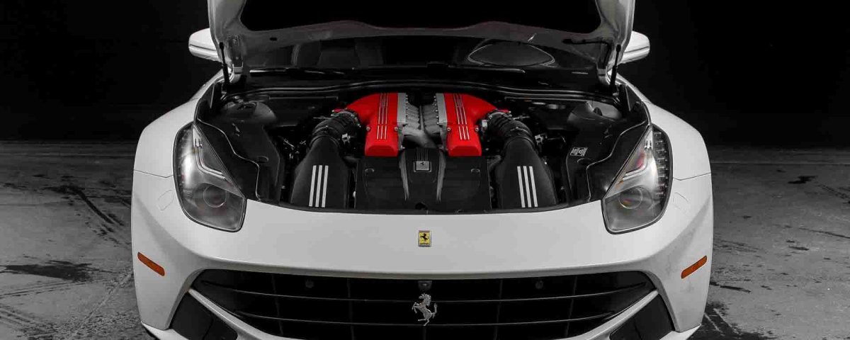 White Ferrari F12 Car Engine - Engine Car - HD Wallpaper 