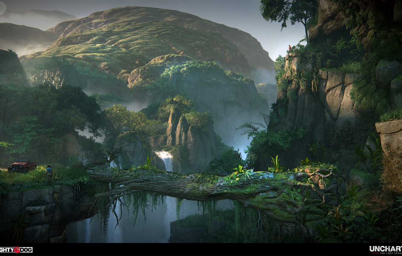 Photo Wallpaper Mountains, Abyss, Car, Uncharted The - Uncharted Lost Legacy Environment - HD Wallpaper 